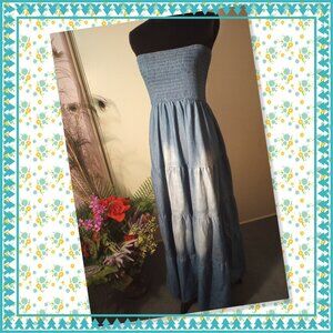 Strapless Denim Maxi Dress